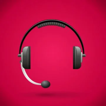 Customer service headphone red vector isolated icon Illustrazione stock