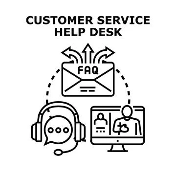 Customer service help desk providing online support and assistance Stock Illustration
