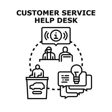 Customer service help desk providing assistance operations Ilustração Stock