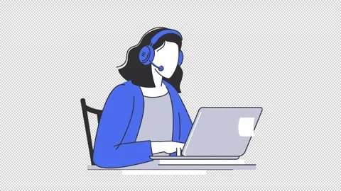 Customer Service Hotline Operator Animation HD On Alpha Stock Footage 295907934