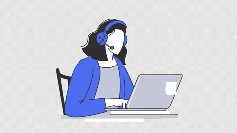 Customer Service Hotline Operator Animation 4K On Alpha Stock Footage 295907956