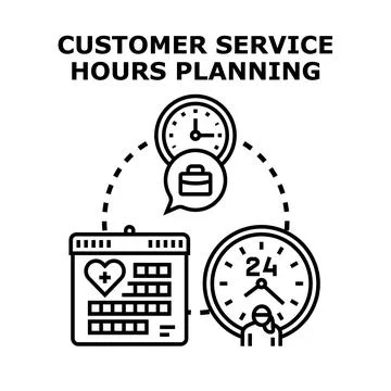 Customer service hours planning delivering optimal assistance Stock Illustration