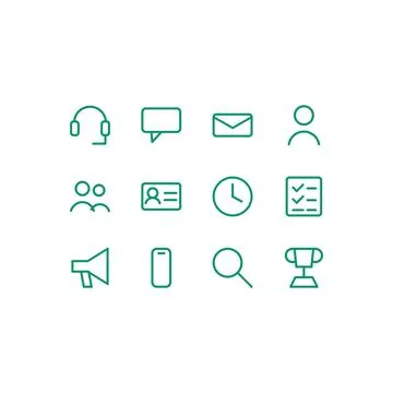 Customer Service Icon Set 12 Color Line Icons Editable Stroke Vector Stock Illustration