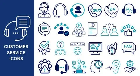Customer Service Icon Set. Customer service, customer satisfaction. Stock Illustration