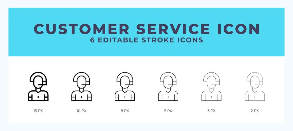 Customer service icon set with different stroke. Design elements for logo. .. Illustrazione stock
