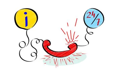 Customer service. Infromation support. Set of icons in doodle style. Stock Illustration