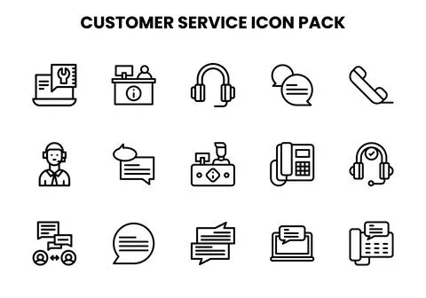 Customer Service Line Vector Icons Pack Stock Illustration