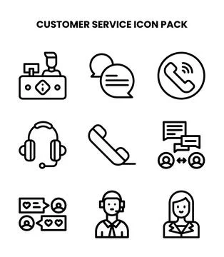 Customer Service Line Vector Icons Pack Ilustração Stock