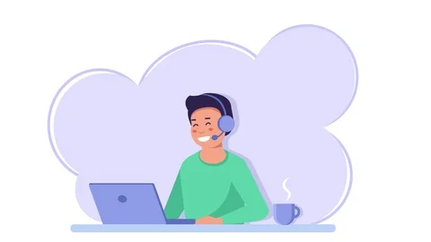 Customer service man. Remote work, freelance Stock Footage 129602185