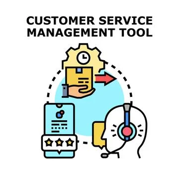 Customer service management tool concept for support and feedback Ilustração Stock