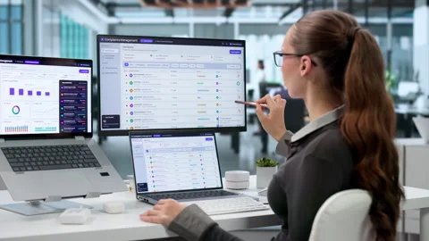 Customer Service Manager Analyzes Complaint Trends On Laptop Stock Footage 343888537
