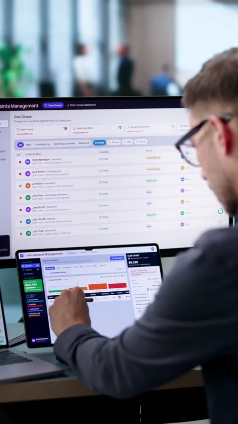 Customer Service Manager Analyzing Complaint Trends On Laptop Stock Footage 339891783