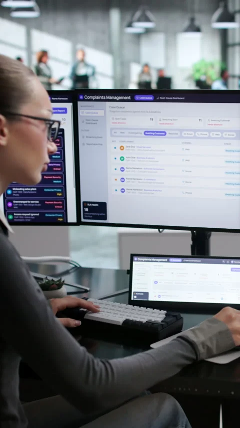 Customer Service Manager Analyzing Complaint Trends On Dashboard Stock Footage 344715142