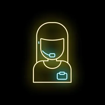 Customer service operator icon glowing neon lines Stock Illustration