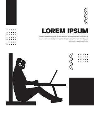 Customer Service Operator Poster Template Vector Illustration Stock Illustration