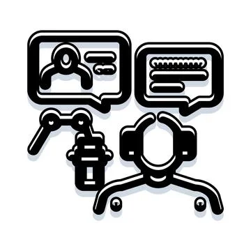 Customer service operator providing online support communicating イラスト素材
