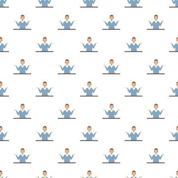 Customer service operator shrugging hands in confusion pattern Ilustração Stock
