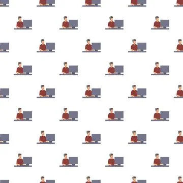 Customer service operator working at computer seamless pattern Stock-Illustration