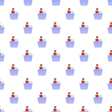 Customer service operator working at reception counter pattern Stock Illustration
