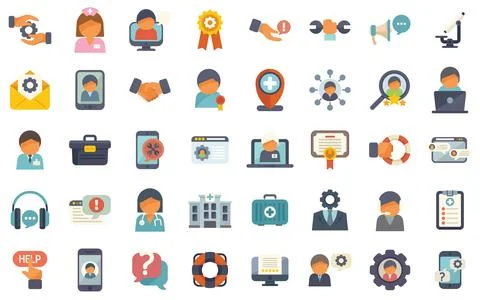 Customer service providing technical support to clients online and offering イラスト素材