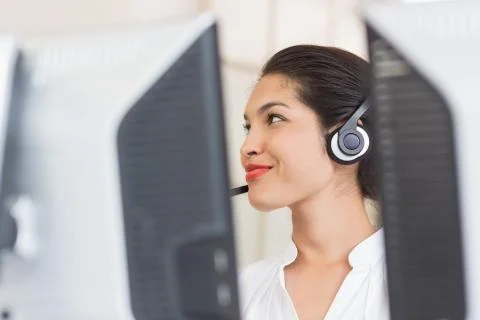 Customer service representative in call center 스톡 사진