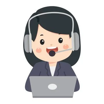 Customer Service Representative with Headset and Laptop Stock Illustration