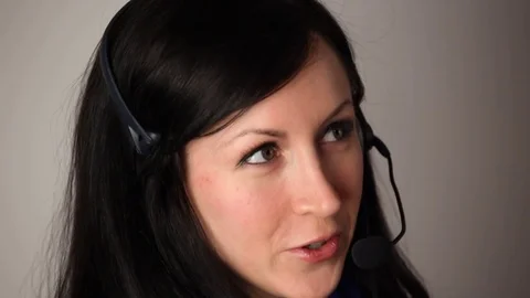 Customer Service Representative on Headset Stock Footage 76447599