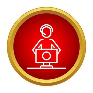 Customer service representative icon with headset computer Stock Illustration