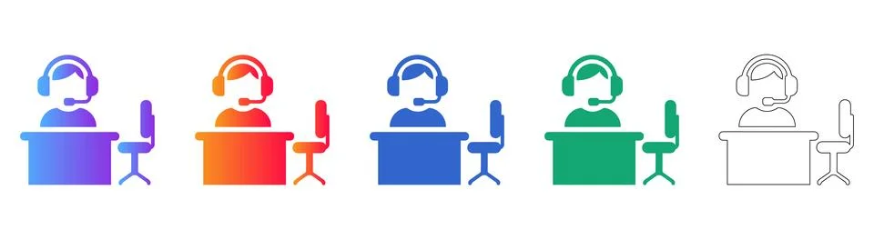 Customer Service Representative Icon Set Stock Illustration
