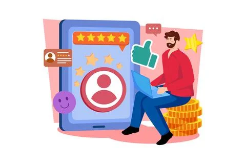 Customer service representative improving customer satisfaction rates. Stock Illustration