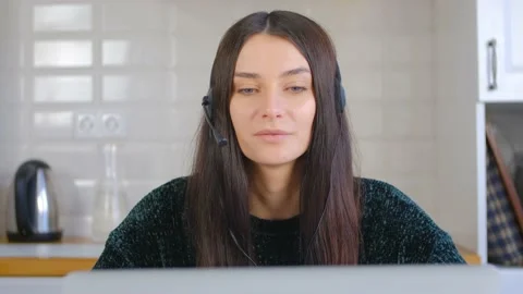 Customer service representative person communicating with clients online Stock Footage 237874113