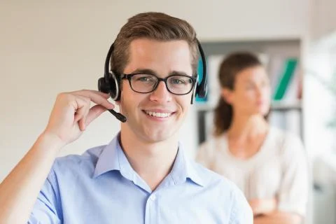 Customer service representative wearing headset Stock Photos
