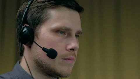 Customer service representative working at night. Stock Footage 168954877