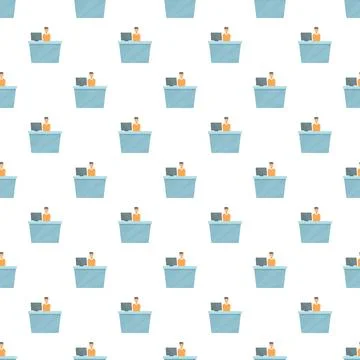 Customer service representative working at reception desk seamless pattern Stockillustratie