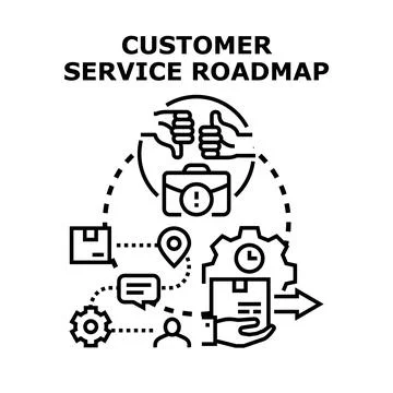 Customer service roadmap developing steps for satisfaction Stock Illustration