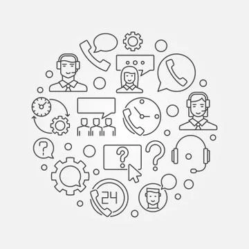 Customer service round vector illustration. Customer support and Stock Illustration