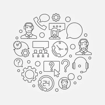 Customer service round vector illustration Stock Illustration