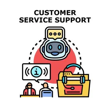 Customer service support concept with ai and human interaction Stock Illustration