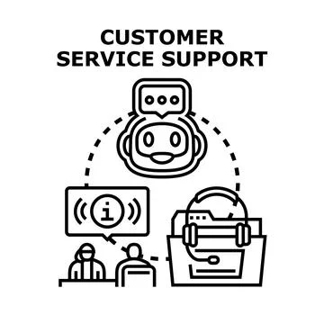 Customer service support concept with ai and human interaction Stock Illustration