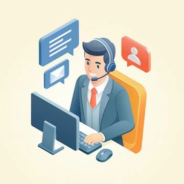 Customer service support operator isometric illustration Stock Illustration