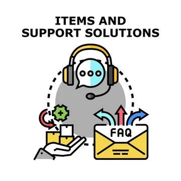 Customer service support providing items and solutions Stock Illustration