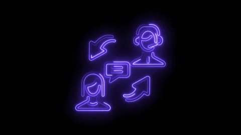 Customer service team neon light communication and support with agents on b.. Stock Footage 345983396