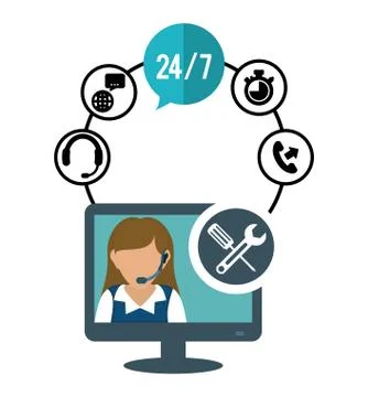 Customer service technical service icon set Illustrazione stock