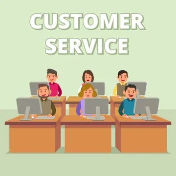 Customer Service Technical Support Team Illustration Stock Illustration