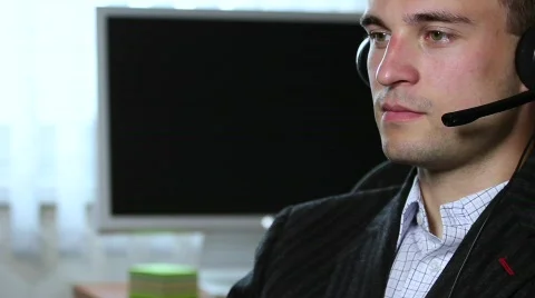 Customer service Telephone support operator Stock Footage