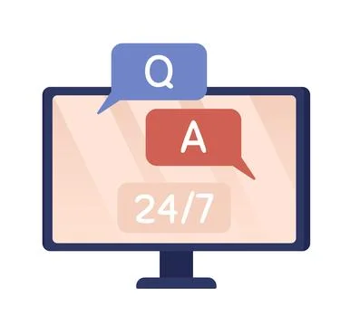 Customer service through computer semi flat color vector object Stock Illustration