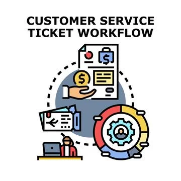 Customer service ticket workflow concept illustration 库存插图