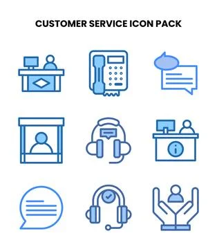 Customer Service Two Colour Design Icons Pack 库存插图