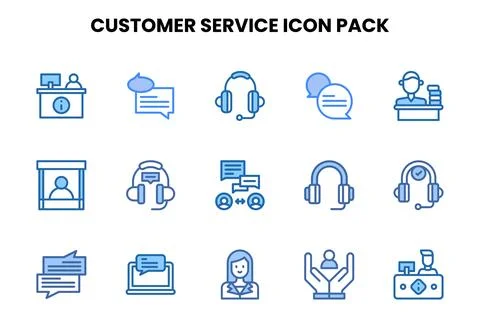 Customer Service Two Colour Graphics Icons Pack Stock Illustration