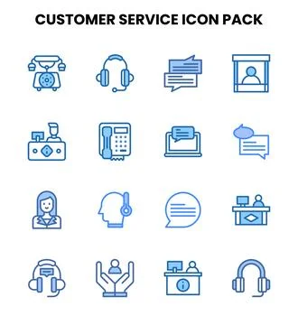 Customer Service Two Colour Graphics Icons Pack Stock Illustration